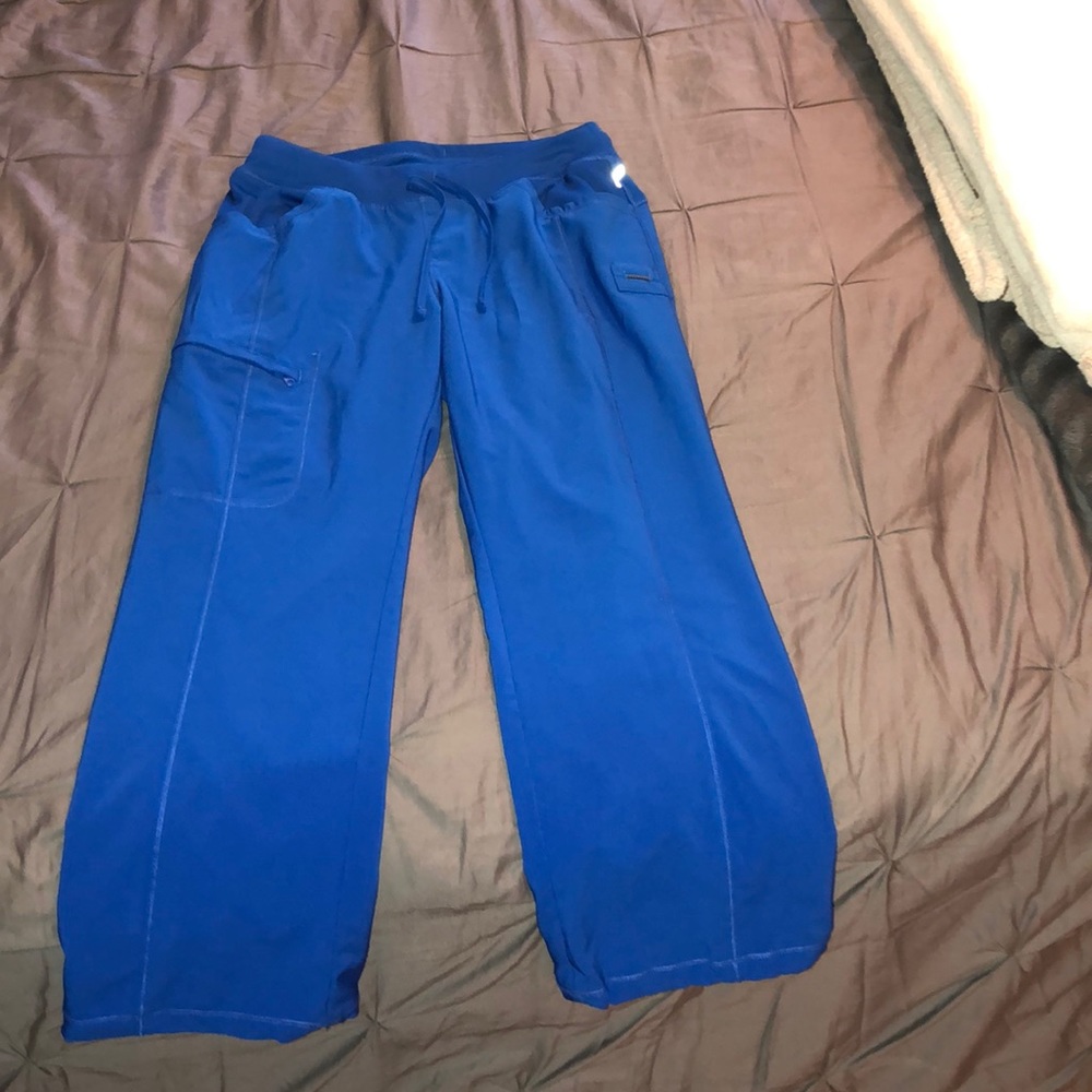 Petite- medium blue infinity scrub pants